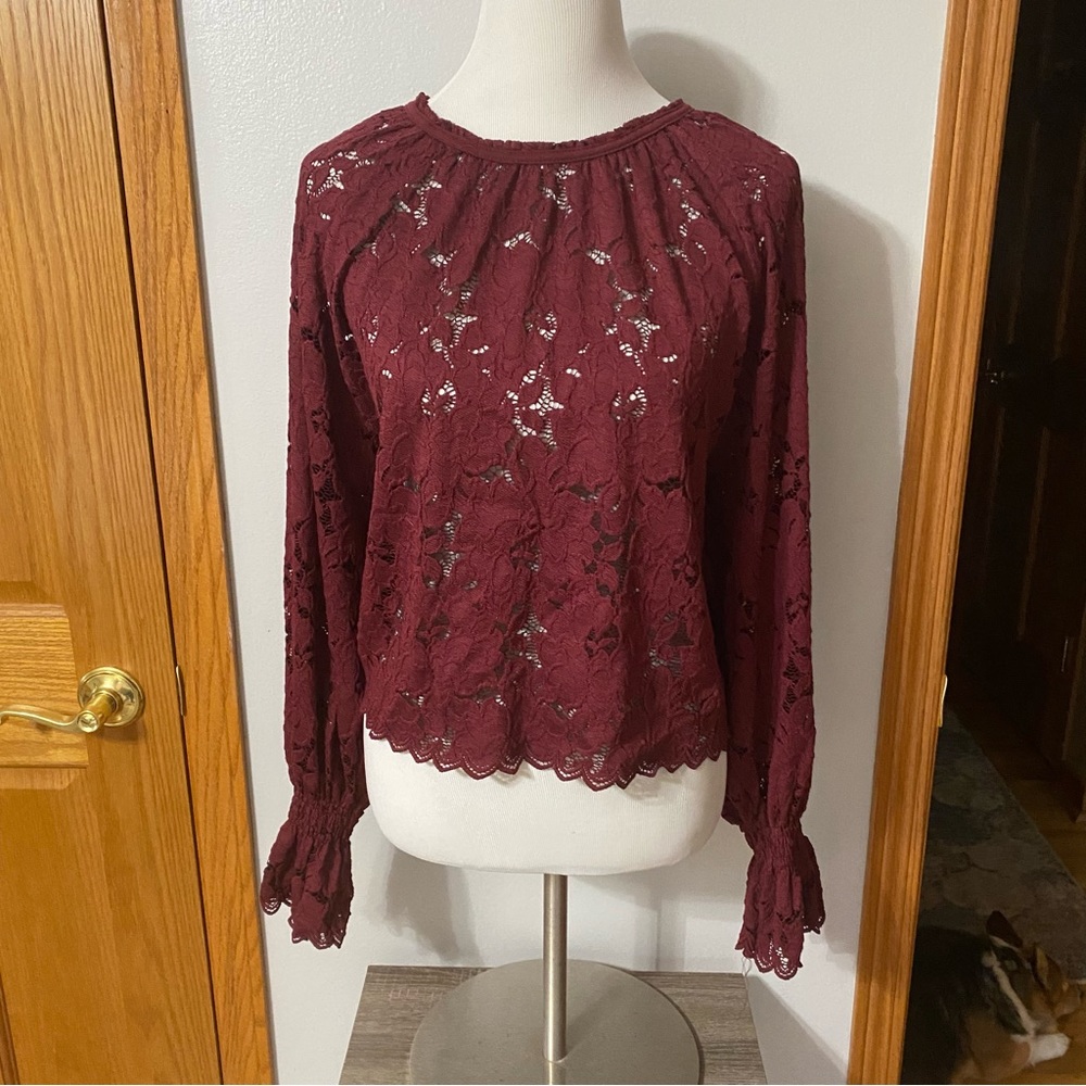 Cute Burgundy lacy top.